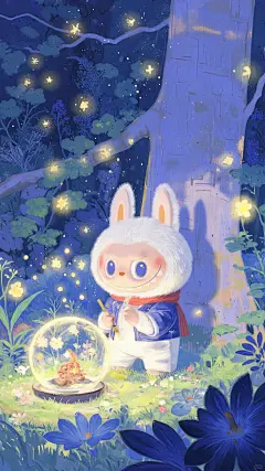 Labubu壁纸分享|蓝色星月夜下的TA - 小红书