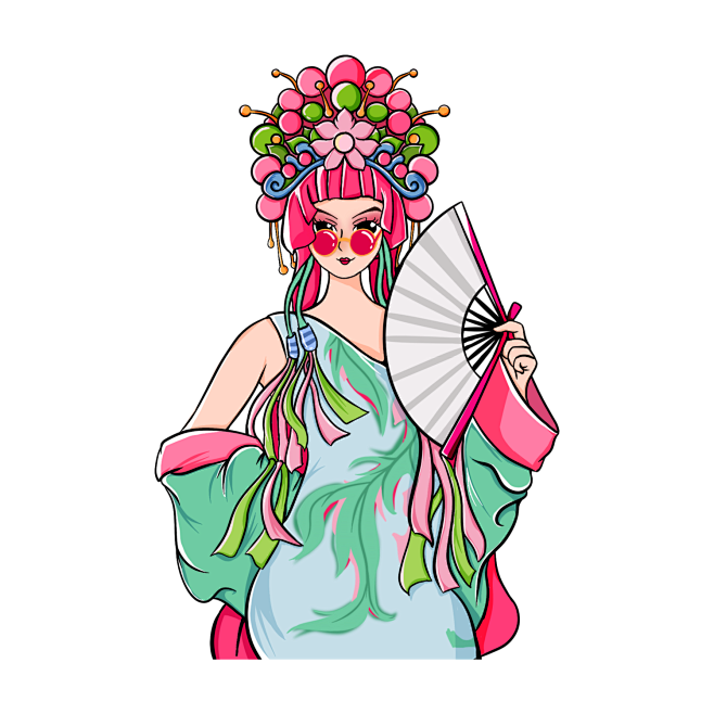 京剧人物插画元素素材 (32)