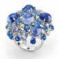 White gold ring with diamonds, iolite, blue sapphires and ruby by Roberto Coin@北坤人素材
