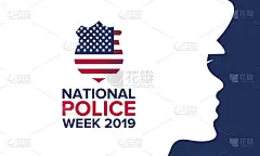国家警察周。每年在美国庆祝。为了纪念警察。军官阵亡将士纪念日。海报、卡片、横幅和背景。矢量图