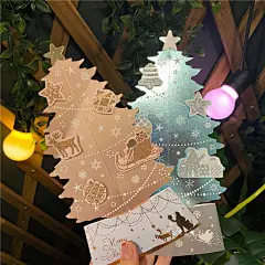 日本唯美圣诞树立体贺卡平安夜桌摆礼物小清新闪亮留言祝福卡片-淘宝网