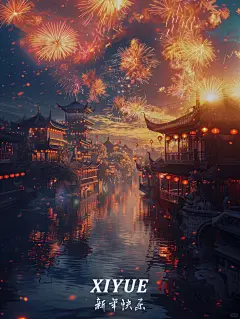 烟花夜，喜庆年｜高清壁纸_1_汐月爱壁纸_来自小红书网页版