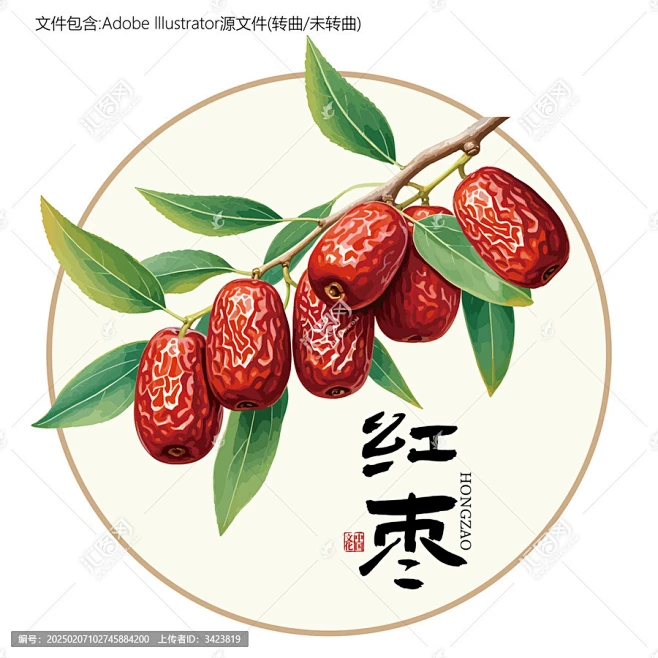 原创红枣插画设计元素-花瓣网