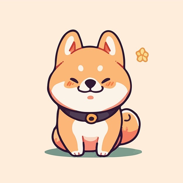 可爱卡通柴犬小狗插画矢量图素材