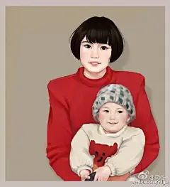 还记得年轻时的母亲吗  #画老照片##手绘#