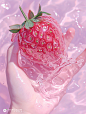 多巴胺粉色彩色手水果草莓高清手机壁纸桌面图Midjourney关键词咒语-【Ai宇宙吧】