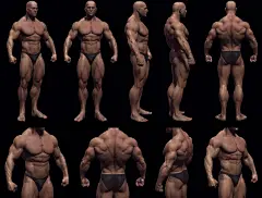 #SAI资源库#动漫 男性石膏像人物的肌肉、手臂、背、姿势构架绘画参考，非常实用，值得收藏借鉴，转需~