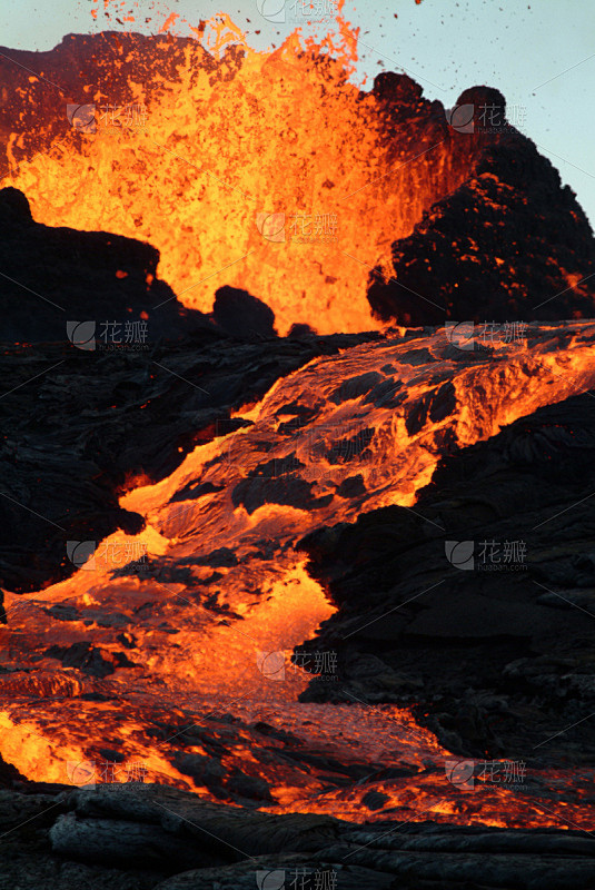 火山,熔岩,垂直画幅,岩石,无人,火山地...