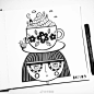 黑白插画~~ 
ins：katyhalfordillustration ​ （转）via @插画师精选