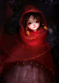 灵异  小女孩儿 红裙红帽  悬疑底图 黑色童话