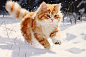 橘猫垫图，雪地，奔跑，梦幻光，v5 (1)