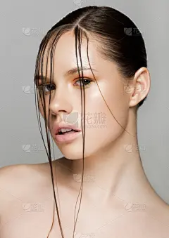 美,时尚,时髦的,湿发,女孩,彩妆,垂直画幅,女人,美人