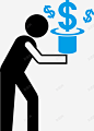 蓝色帽子与钱符号图标 页面网页 平面电商 创意素材