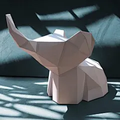 Слонpapercraft大象pepakura 3D低聚纸雕塑DIY礼物装饰，用于家庭和办公室拍