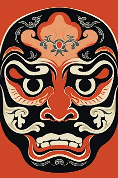 AI数字艺术国粹花脸京剧面具脸谱插画-众图网