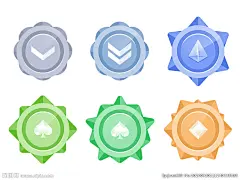 表彰系列立体感点赞等级徽章图标组合素材-花瓣网
