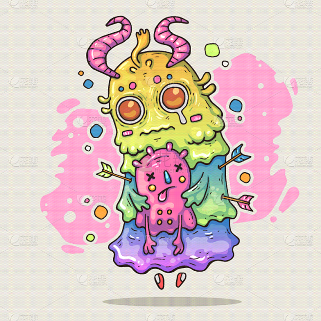 小的,动物,怪物,卡通,可爱的,创造力,基因突变,图像,收集