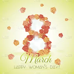 国际妇女节的玫瑰明信片