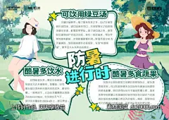 编号：210882 源文件下载-夏日防暑小知识小报背展板【素材国度】设计网-背景板 活动展板 旅游 小报 手抄报 夏日 高温 避暑 防暑 小妙招 插画