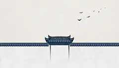 中式徽派建筑插画图片下载