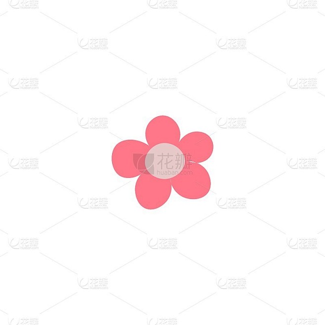 可爱的粉红色花平面图标