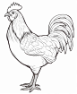A black and white drawing of a rooster with a crown on its head generative ai