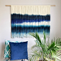 CUSTOM ORDER, Medium | Dip Dyed Tapestry | Fiber Art | Bohemian Decor | Wall Hanging : This listing is for medium custom tapestry. Every piece is handmade and one-of-a-kind. Each strand of 100% wool yarn is strung onto the wooden dowel and carefully dippe