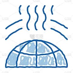 地球臭氧洞涂鸦图标手绘插图