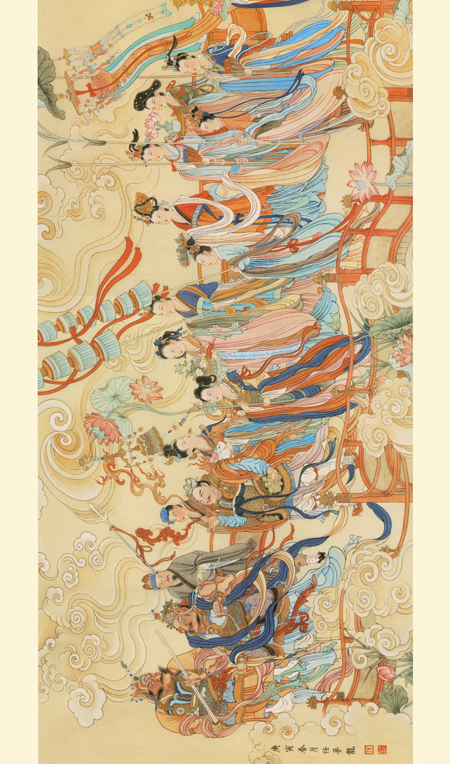 任梦龙八十七神仙卷彩色版微喷打印传统工笔人物画临摹绢布画稿淘宝网