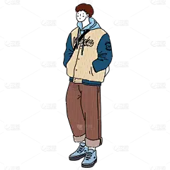 手绘-时尚人物插画贴纸-男生