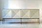 Antoine Philippon and Jacqueline Lecoq. France. 'Pointe de Diamant' Credenza, 1307 Series, 1962 White lacquered doors, palissander, chrome base 94.5 x 20.5 x 37.4 H inches 240 x 52 x 95 H cm Edition Erwin Behr, GDR 1962