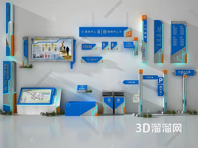 现代 指示牌 科技感导视3D模型