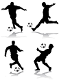 4个足球运动动作人物剪影矢量素材 #采集大赛#