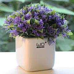 wo 仿真花紫罗兰清新盆栽 装饰花艺套装 家居装饰品摆件 简约现代