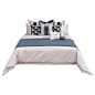 样板房床上用品全套组合样板间软装配套床品高端蓝色高档布艺软饰-淘宝网