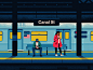 NYC subway train usa phone subway nyc landscape texture city character illustration flat