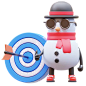 Snowman Character Verified Shield  3D Illustration