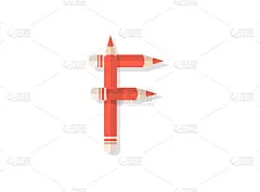 用铅笔做成的字母F字体。矢量设计元素的标志，旗帜，海报，卡片，标签等。