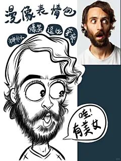 两张爆笑神似逗比黑白人物漫画头像表情包