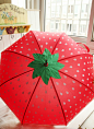 新品 超可爱草莓伞夏季清凉长柄伞拱形晴雨伞抗风弯柄雨伞女-淘宝网