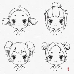 喜欢各种丸子头！哪个是你的菜？Q版头像线稿