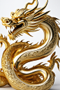 姿态优美珍贵金属黄金龙模型图片