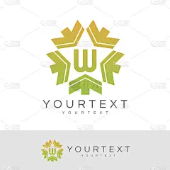 箭头星形初始字母W图标设计