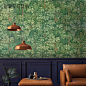 东南亚壁纸植物墙纸沙发复古美式背景墙纸神秘花园绿色叶子壁纸-淘宝网