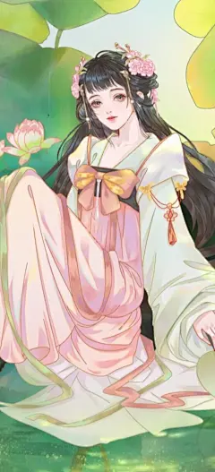 古风少女  夏日荷花