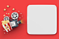 3d cinema blank banner background