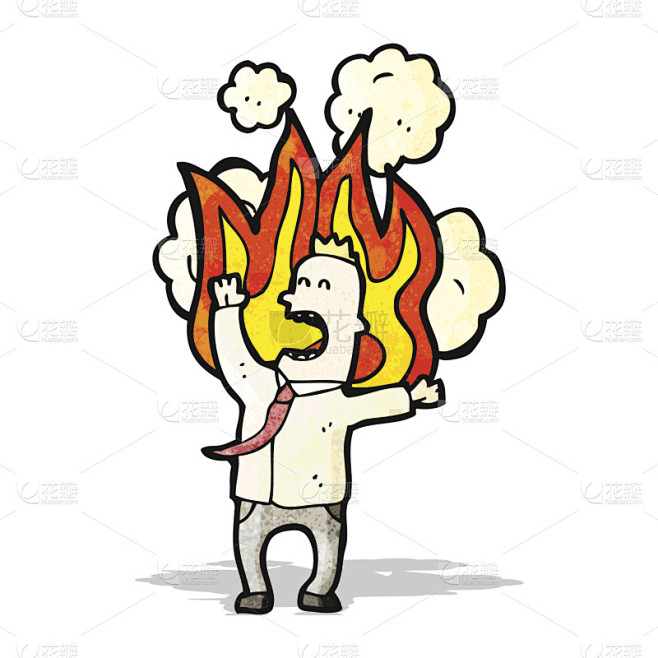 着火的卡通人