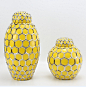 欧式新古典 陶瓷电镀蜂窝纹饰黄色装饰罐摆设 家具家居软装饰品-淘宝网