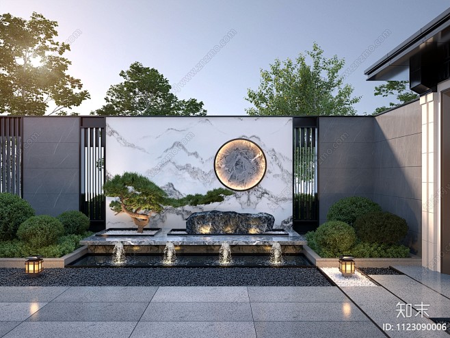 新中式庭院景观3D模型下载【ID:112...