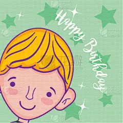 生日卡,幸福,生日,男孩,可爱的,明信片,请柬,人,庆祝,装饰